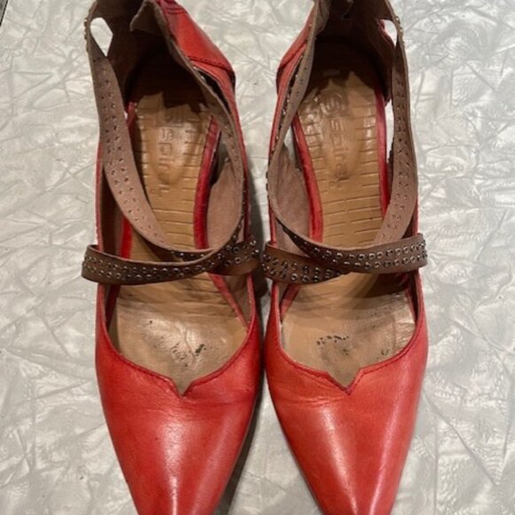 SPIRAL Burnt Orange & Brown Leather Heels Made in Spain. Sz 36 - Picture 2 of 6